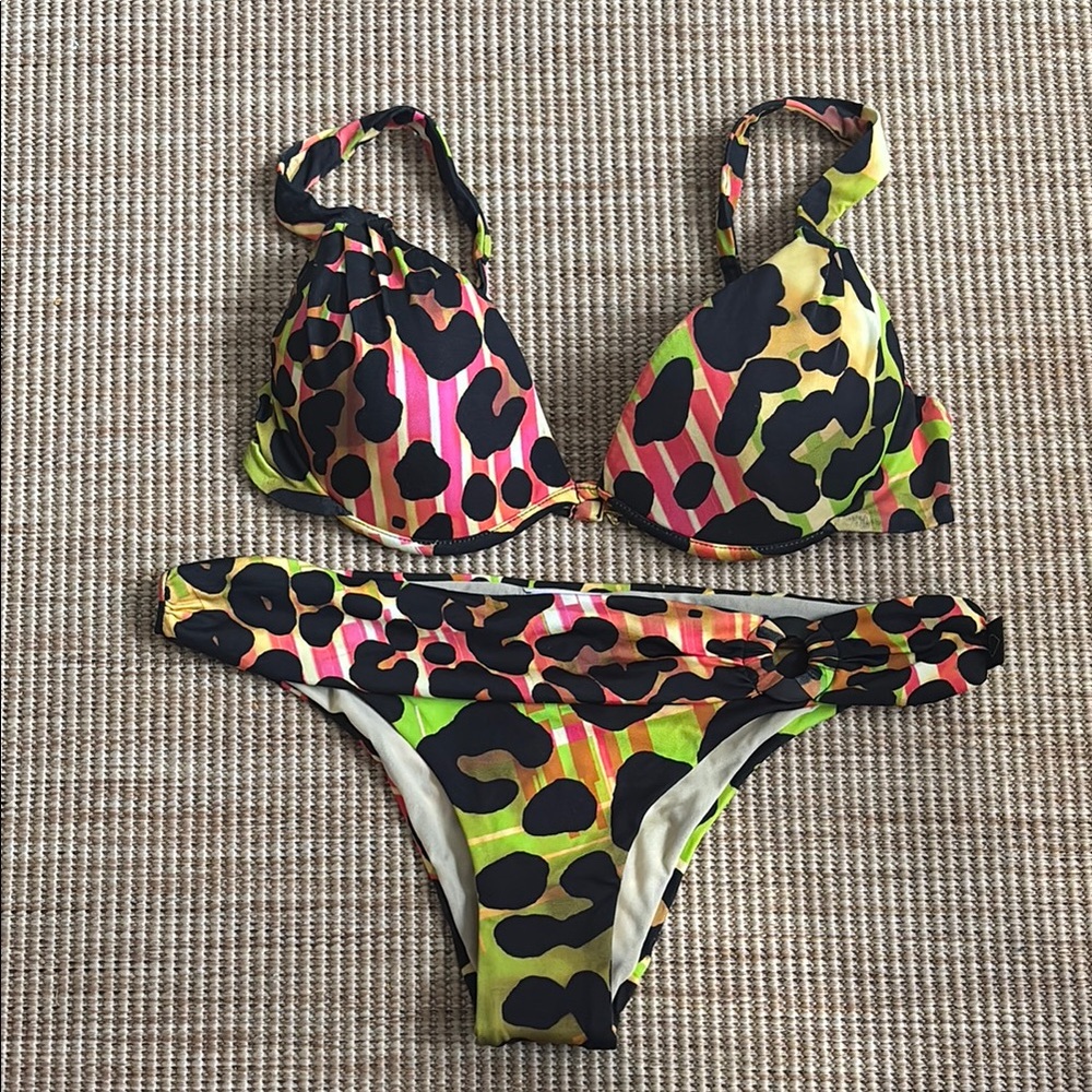 Blumarine Multicolor Leopard Print Bikini